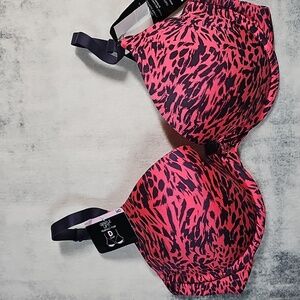 Pink and Black Animal Print Bra